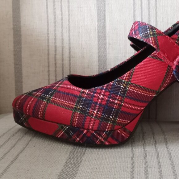 'C Comfort' Est 1946' Plaid/Tartan Platform Block Heeled Shoes Size 7M EUC - Picture 6 of 13